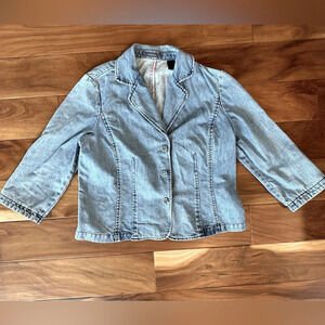 Liz Claiborne Denim Rhinestone Button Blazer size XL